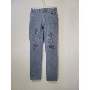 American Eagle Skinny Jeans Men Sz 29x32 Gray Distressed Next Level Flex